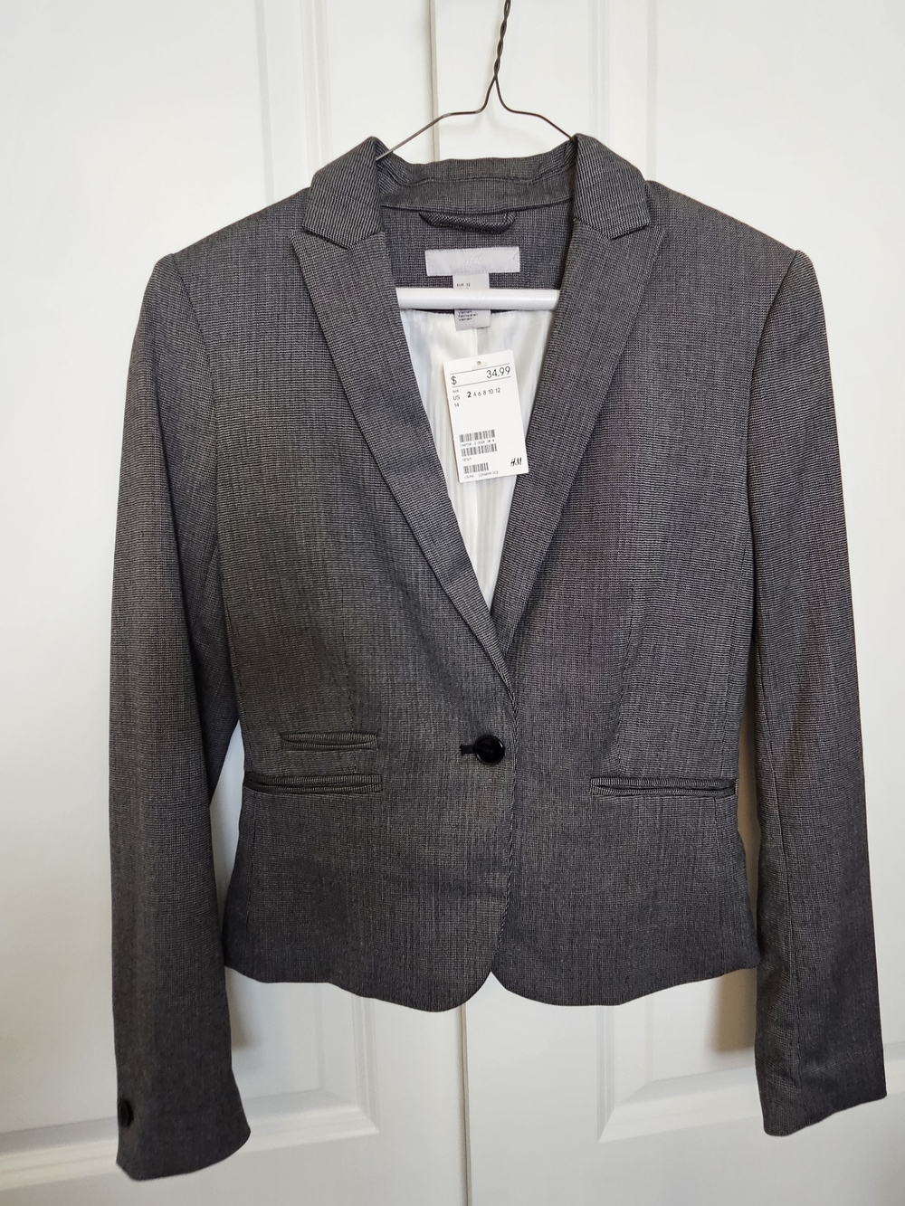 H&M Charcoal Gray Single-Button Suit Blazer